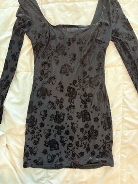 Windsor Black Floral Burnout Mini Dress
